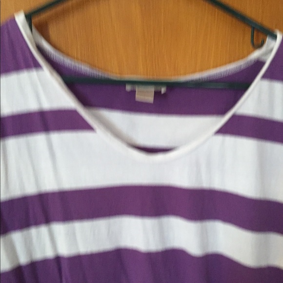 Loft Large Purple And White Striped Top - Picture 2 of 4